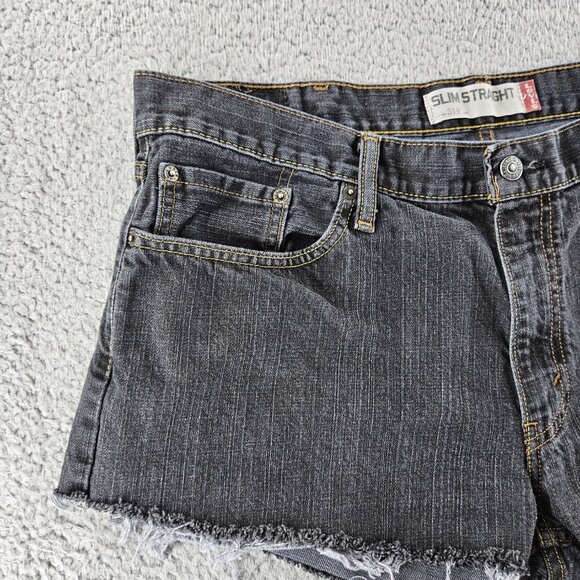Levis Shorts Womens 38 Black 514 Slim Straight‎ Denim Cutoff Distress Frayed Hem - Picture 2 of 15